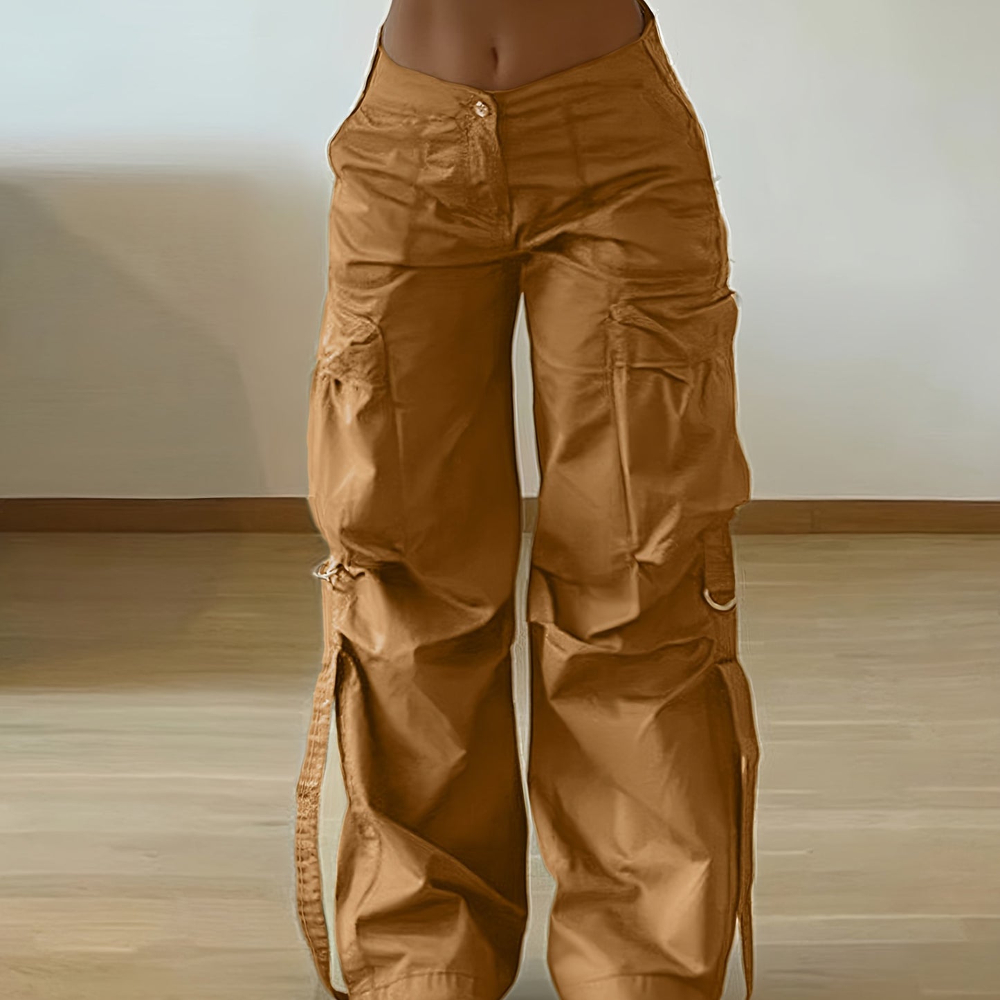 Women'S Trendy Street-Style Cargo Pants with Jogger Ties And Button Details