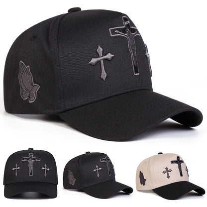 A Men'S Cross Five-Panel Baseball Cap, Adjustable And Stylish, Perfect for Outdoor Activities During Spring And Autumn, Including Travel, Beach Outings, And Parties