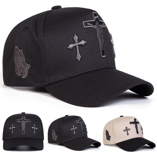 A Men'S Cross Five-Panel Baseball Cap, Adjustable And Stylish, Perfect for Outdoor Activities During Spring And Autumn, Including Travel, Beach Outings, And Parties