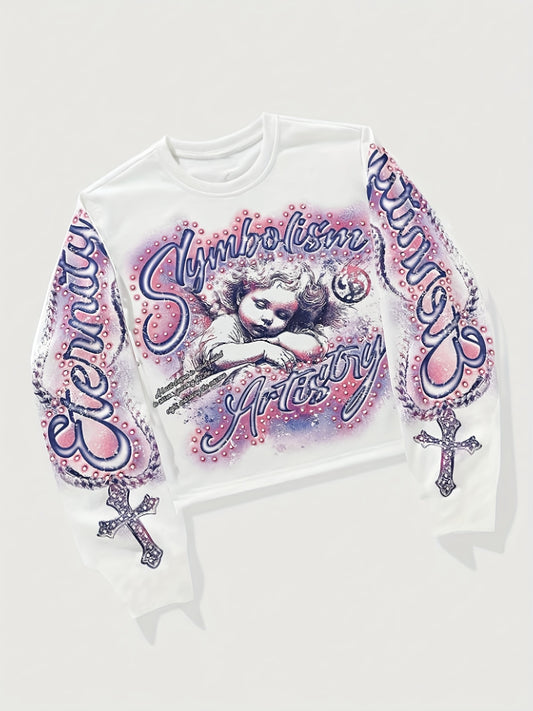 Pull Homme Décontracté à Manches Longues et Motif Imprimé