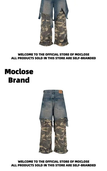 Jean Goth Vintage – Détail Superposé, Look Camouflage, Coupe Ample