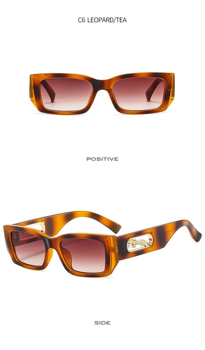 Lunettes de Soleil Rectangle – Petite Monture Carrée Unisexe, Style Vintage Rétro & Protection UV400