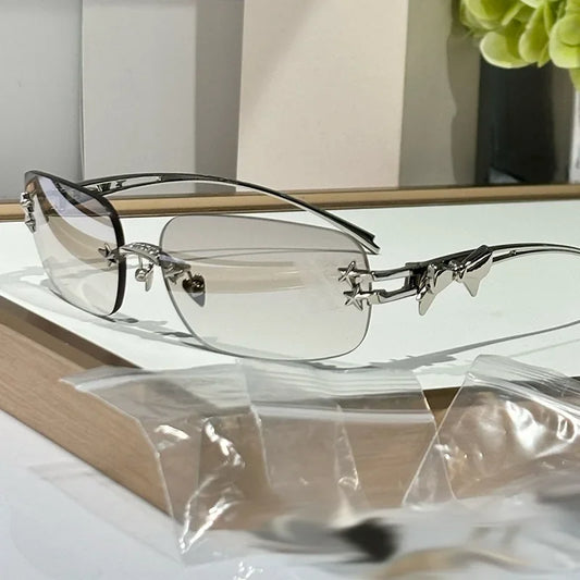 Lunettes Carrées Sans Monture – Vibe Y2K, Glamour et Audace