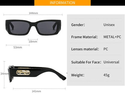 Lunettes de Soleil Rectangle – Petite Monture Carrée Unisexe, Style Vintage Rétro & Protection UV400