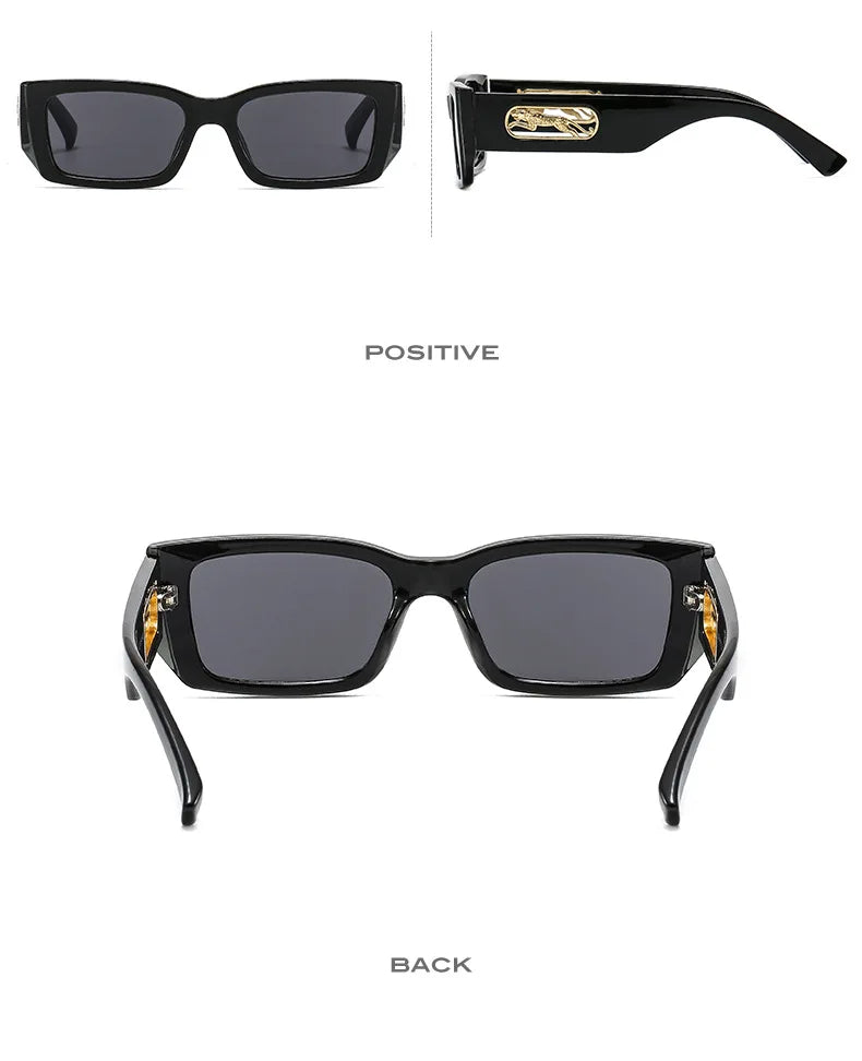 Lunettes de Soleil Rectangle – Petite Monture Carrée Unisexe, Style Vintage Rétro & Protection UV400