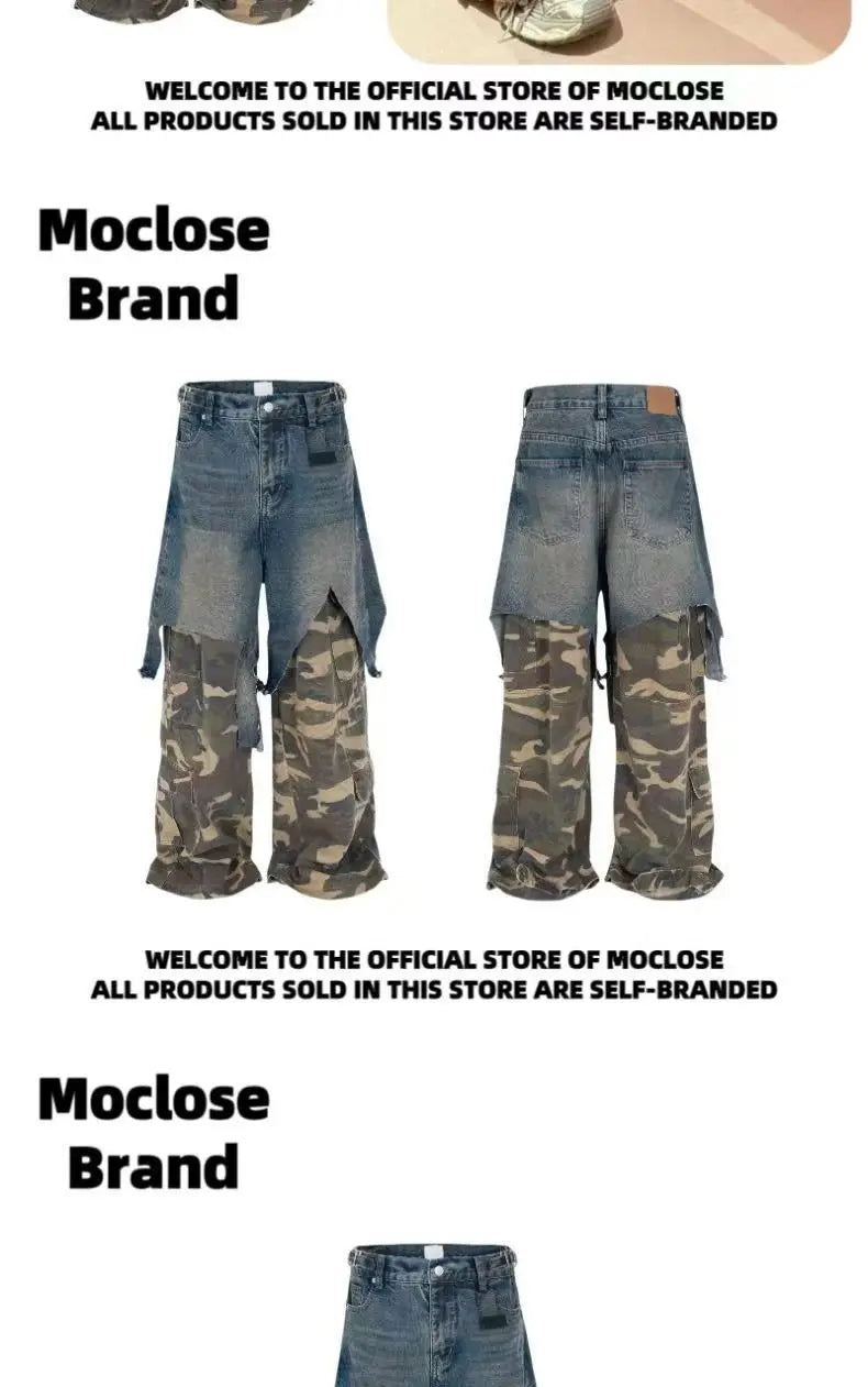 Jean Goth Vintage – Détail Superposé, Look Camouflage, Coupe Ample