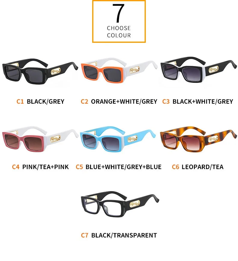 Lunettes de Soleil Rectangle – Petite Monture Carrée Unisexe, Style Vintage Rétro & Protection UV400