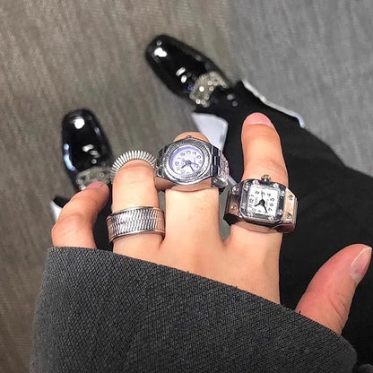 Bague Montre Punk – Montre Quartz Doigt Unisexe, Style Vintage