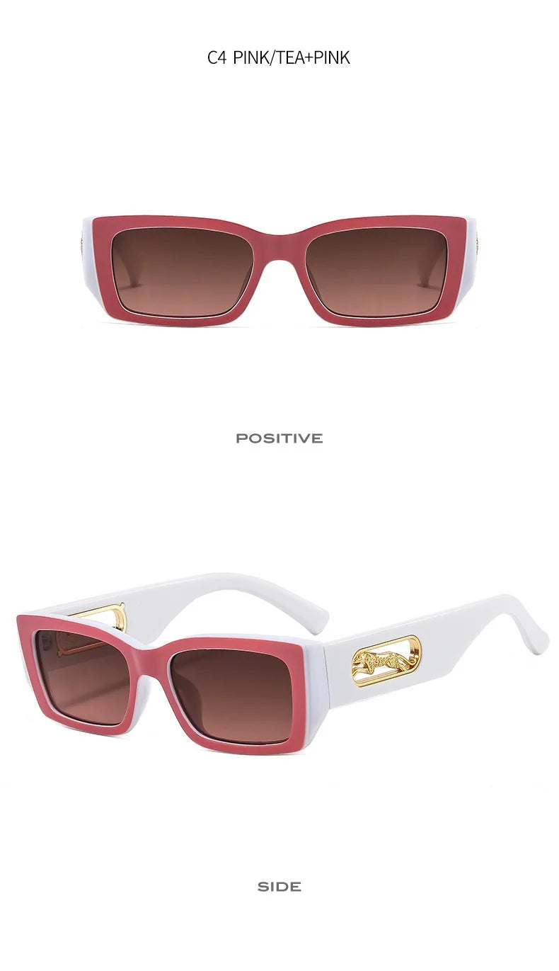 Lunettes de Soleil Rectangle – Petite Monture Carrée Unisexe, Style Vintage Rétro & Protection UV400