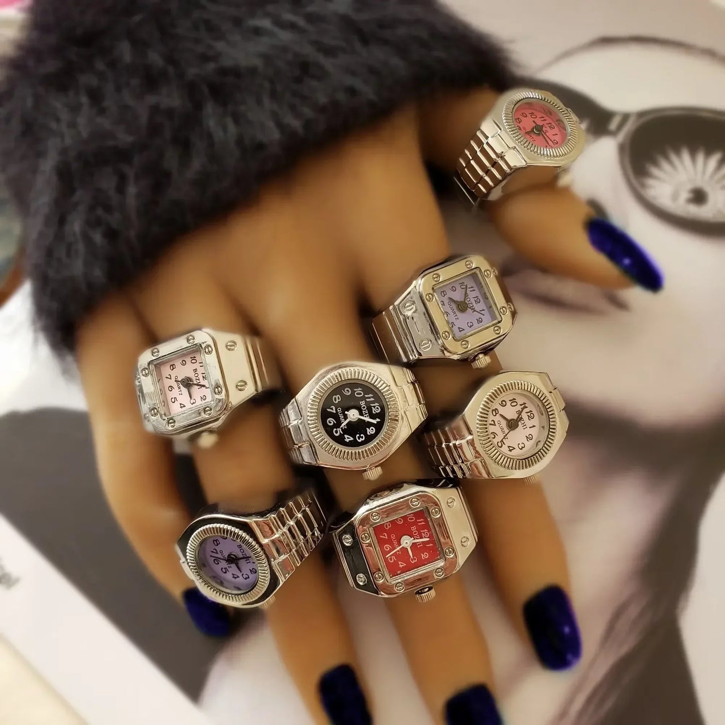 Bague Montre Punk – Montre Quartz Doigt Unisexe, Style Vintage