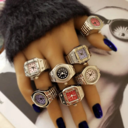 Bague Montre Punk – Montre Quartz Doigt Unisexe, Style Vintage