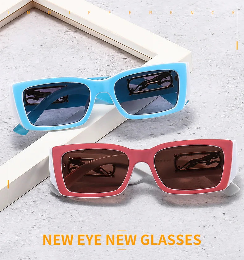 Lunettes de Soleil Rectangle – Petite Monture Carrée Unisexe, Style Vintage Rétro & Protection UV400