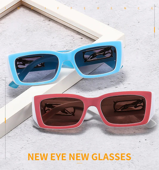 Lunettes de Soleil Rectangle – Petite Monture Carrée Unisexe, Style Vintage Rétro & Protection UV400