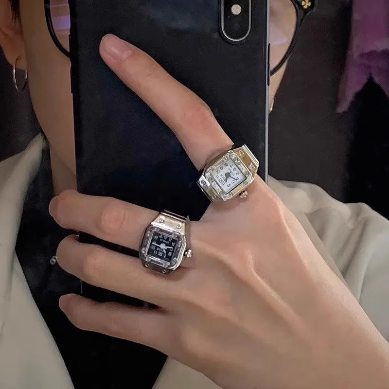 Bague Montre Punk – Montre Quartz Doigt Unisexe, Style Vintage