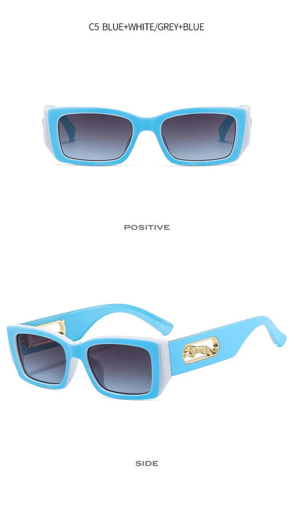 Lunettes de Soleil Rectangle – Petite Monture Carrée Unisexe, Style Vintage Rétro & Protection UV400