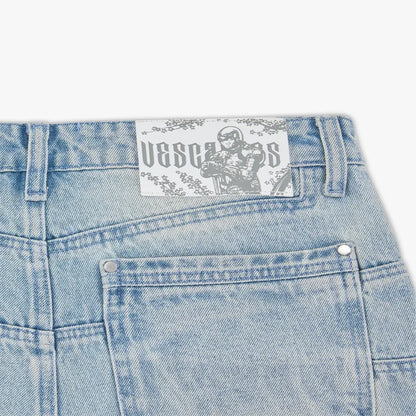 Jean Y2K Rétro – Broderie Fleurs de Cerisier, Coupe Large, Taille Haute, Streetwear Unisexe