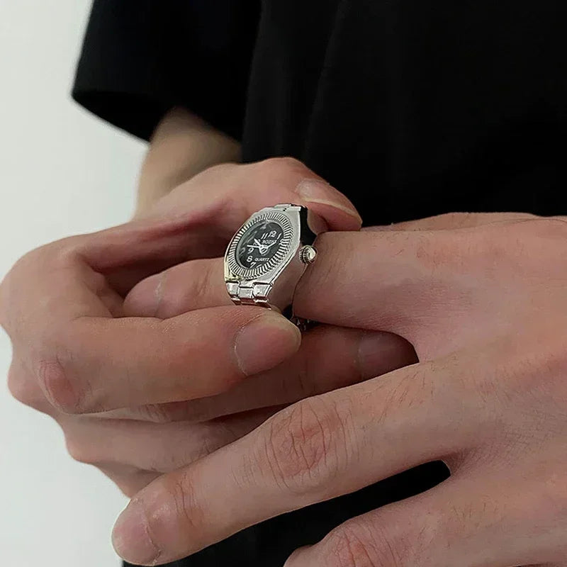 Bague Montre Punk – Montre Quartz Doigt Unisexe, Style Vintage