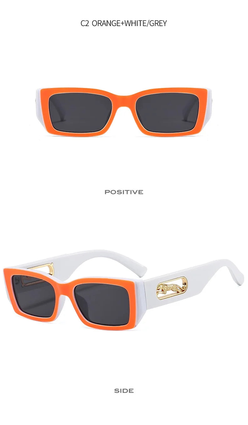 Lunettes de Soleil Rectangle – Petite Monture Carrée Unisexe, Style Vintage Rétro & Protection UV400