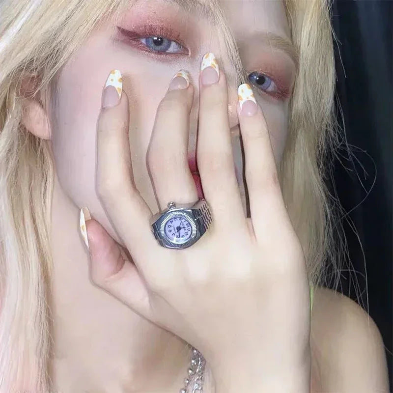 Bague Montre Punk – Montre Quartz Doigt Unisexe, Style Vintage