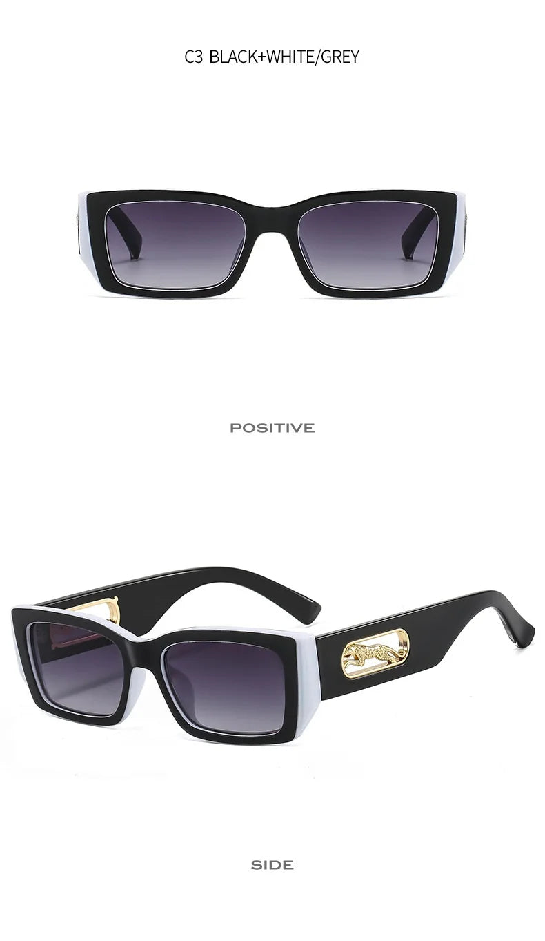 Lunettes de Soleil Rectangle – Petite Monture Carrée Unisexe, Style Vintage Rétro & Protection UV400