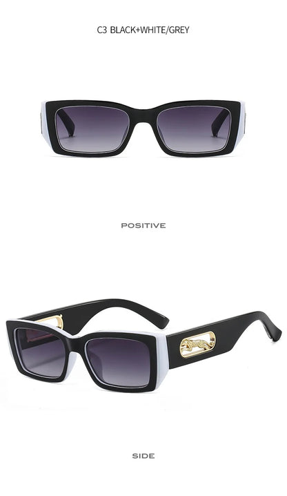 Lunettes de Soleil Rectangle – Petite Monture Carrée Unisexe, Style Vintage Rétro & Protection UV400