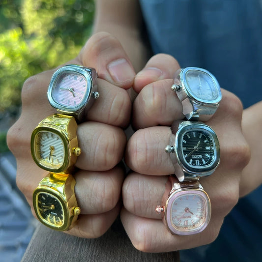 Bague Montre Punk – Montre Quartz Doigt Unisexe, Style Vintage