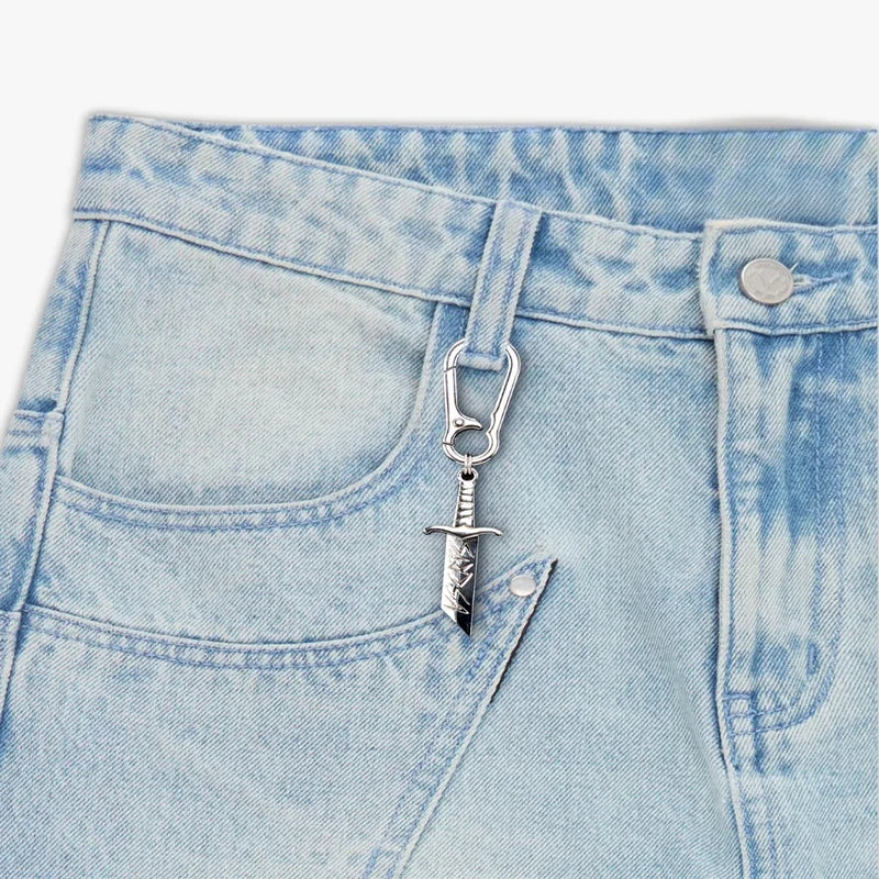 Jean Y2K Rétro – Broderie Fleurs de Cerisier, Coupe Large, Taille Haute, Streetwear Unisexe