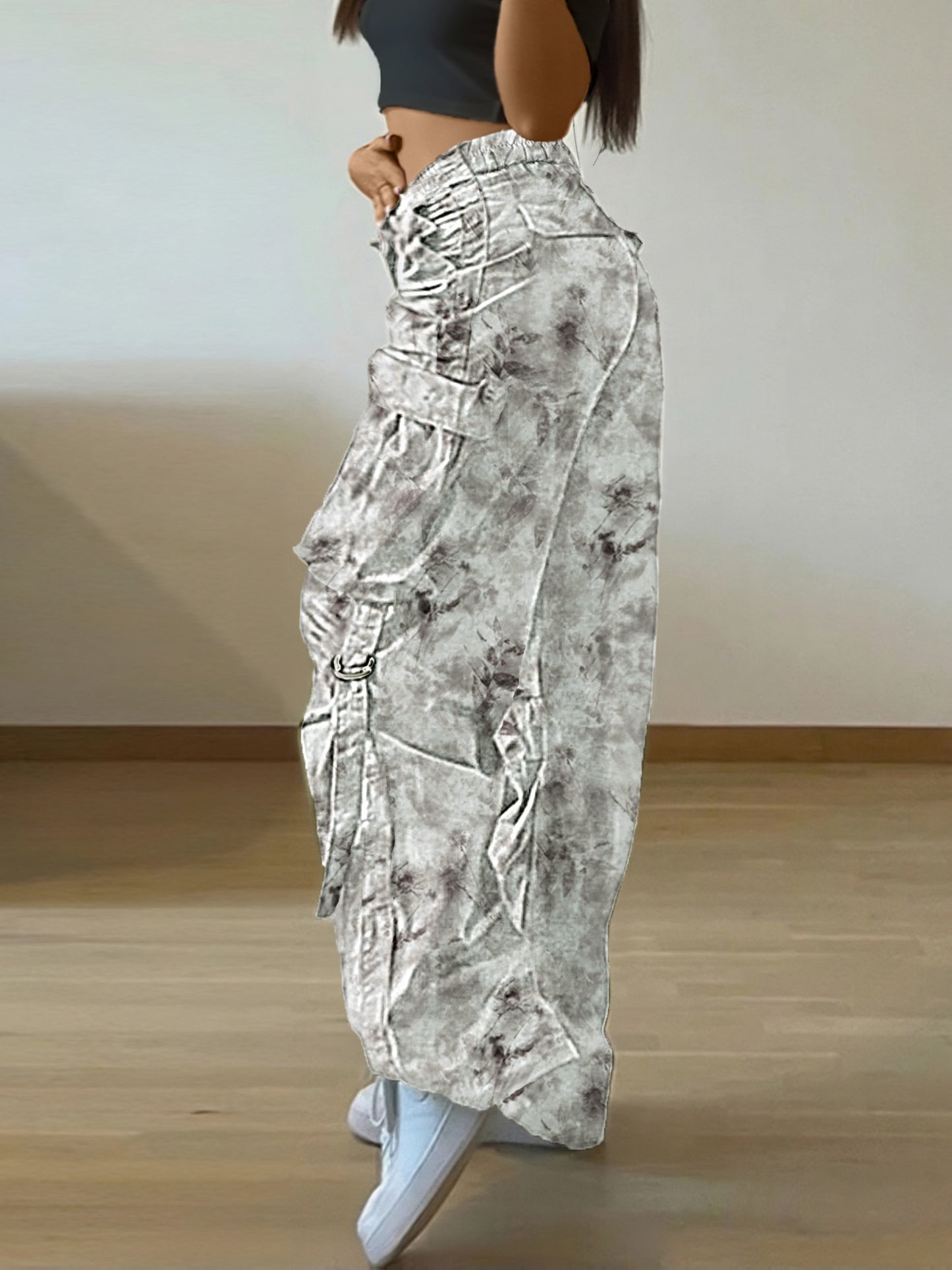 Pantalon Cargo Femme – Coupe Loose, Multi-Poches, Streetwear Casual