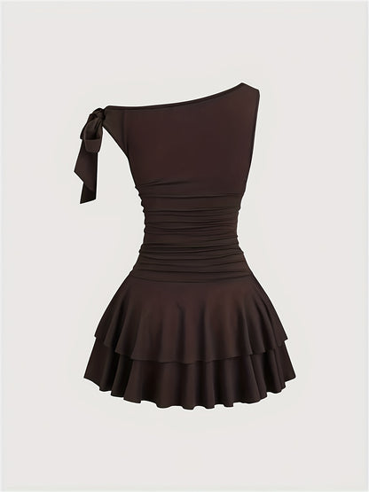 Robe mini femme – Asymétrique & épaules dénudées