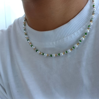 Collier Unisexe Perles Imitation Fait Main