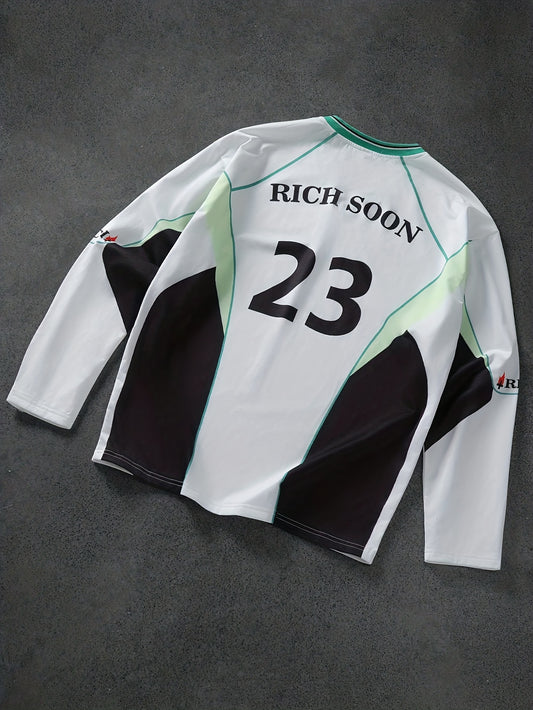 Maillot de Football à Manches Longues – Impression BROOKLYN en Blanc, Noir et Vert