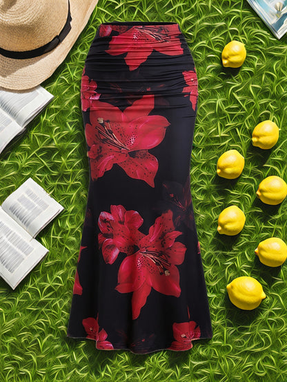 Robe sirène femme à imprimé floral