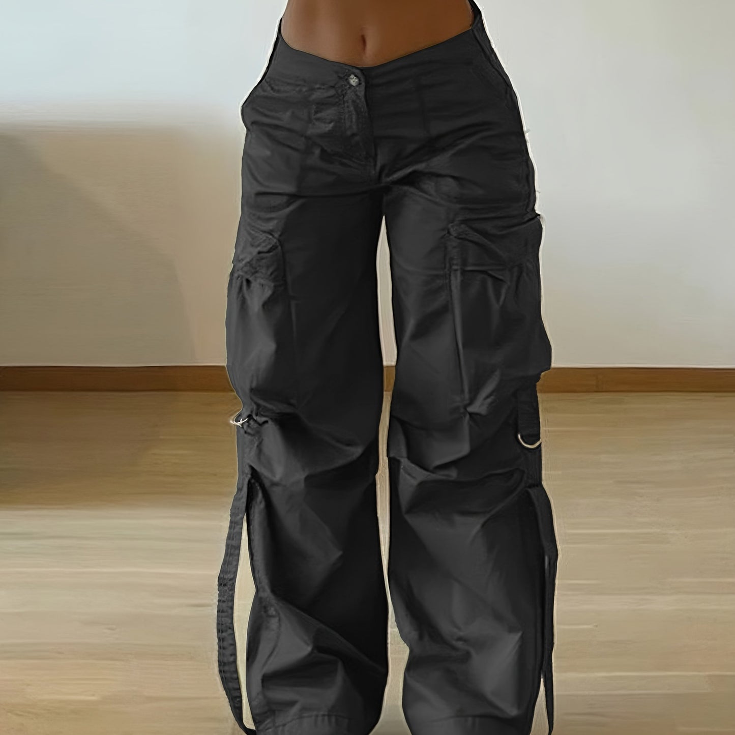 Women'S Trendy Street-Style Cargo Pants with Jogger Ties And Button Details