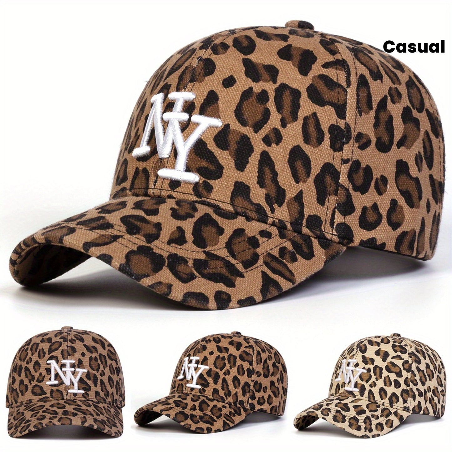 Casquette Femme NY – Motif Léopard, Réglable et Stylée pour Sorties Casual