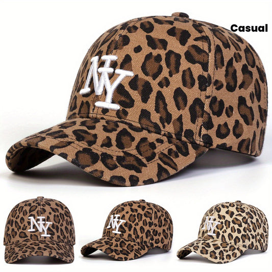 Casquette Femme NY – Motif Léopard, Réglable et Stylée pour Sorties Casual