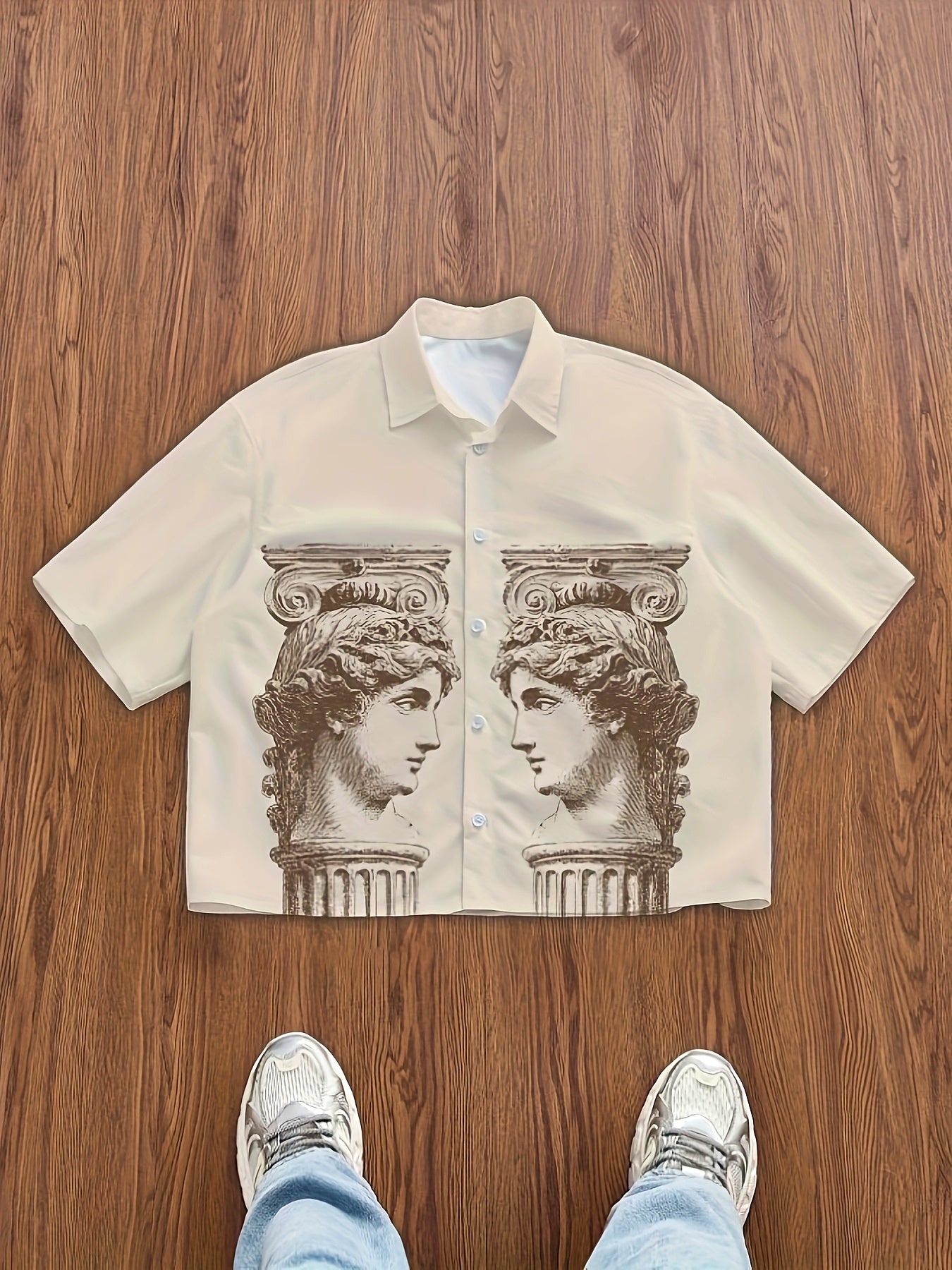 Chemise Homme à Manches Courtes – Design Inspiré de la Statue de David, Tendance et Élégante