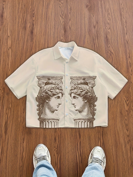 Chemise Homme à Manches Courtes – Design Inspiré de la Statue de David, Tendance et Élégante