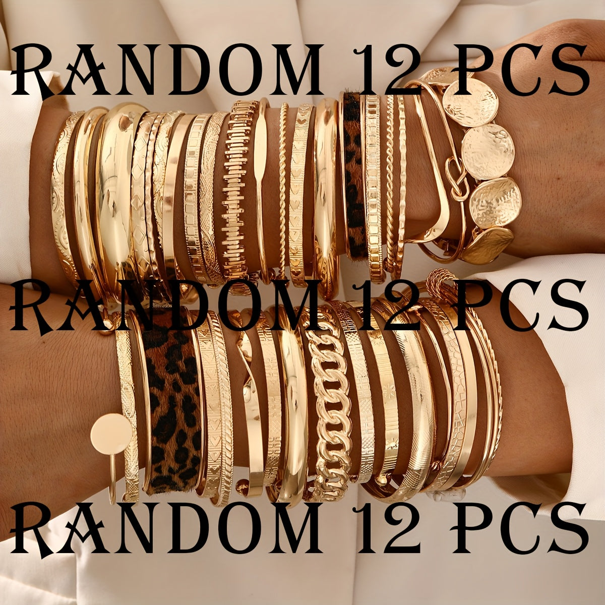 Set de Bracelets Vintage “Old Money” – 7/10/12 Pièces, Motifs Léopard et Nœud Torsadé, Élégance Intemporelle pour Femmes