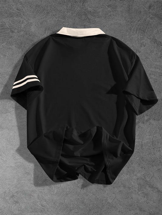 American Streetwear Brand Vintage Contrast Green Collar Shirt with LIMITLESS Motivational Print - Summer Short Sleeve Button-Front Top, Loose Fit Casual Street Style for Urban Fashion & Confidence-Boosting Outfits (Machine