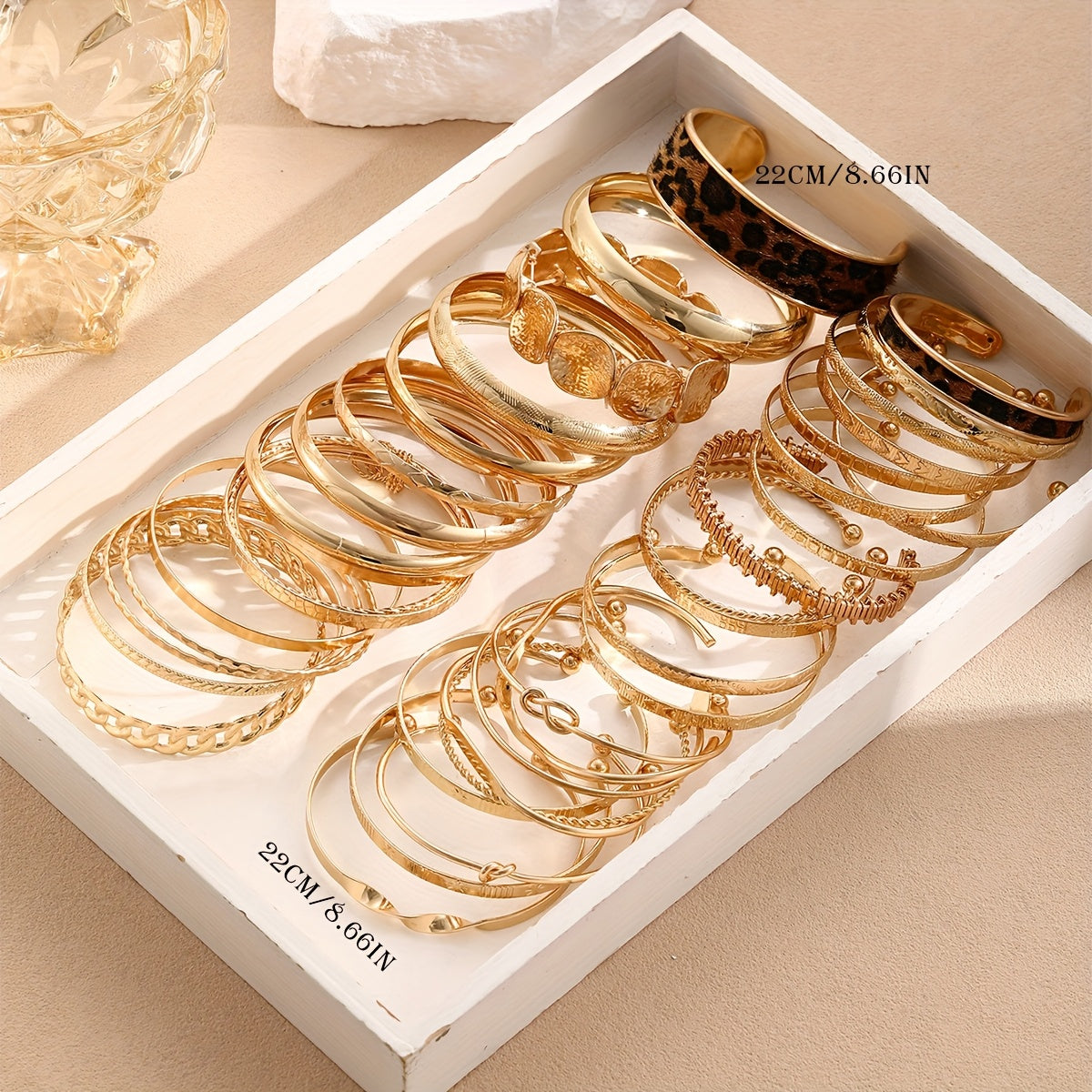 Set de Bracelets Vintage “Old Money” – 7/10/12 Pièces, Motifs Léopard et Nœud Torsadé, Élégance Intemporelle pour Femmes