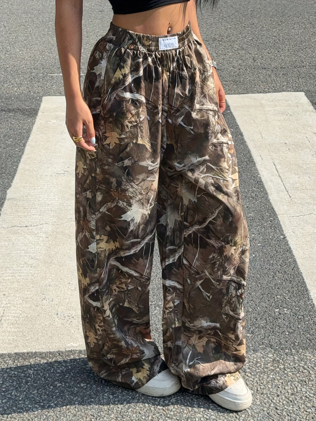 ZD111355 Directional Autumn And Winter Lightweight Women'S Wide-Leg Long Pants with Botanical Print