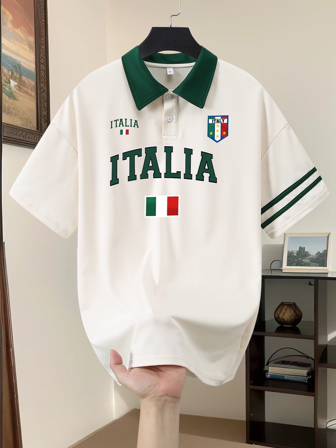 2025 New Summer Men'S Polo Shirt with Italian Flag Pattern, Breathable And Casual for Outdoor Sports, Featuring a Comfortable And Breathable Design
