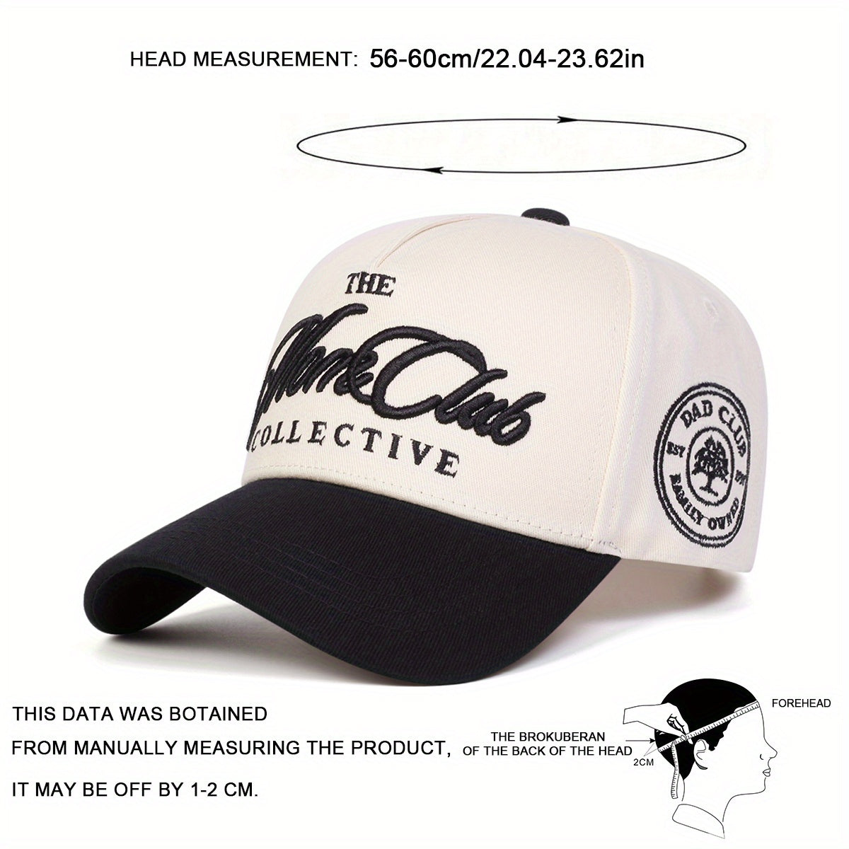 1 Men's THE MARE CLUB COLLECTIVE Baseball Cap, Fashionable Five-Panel Hat, Adjustable Outdoor Casual Cap, Suitable for Spring and Autumn Travel, Beach Vacations