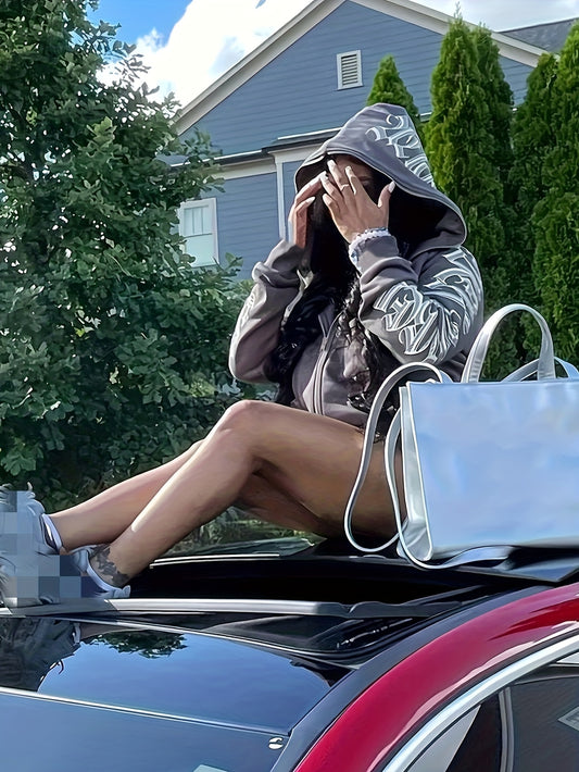 Sweat à capuche streetwear imprimé