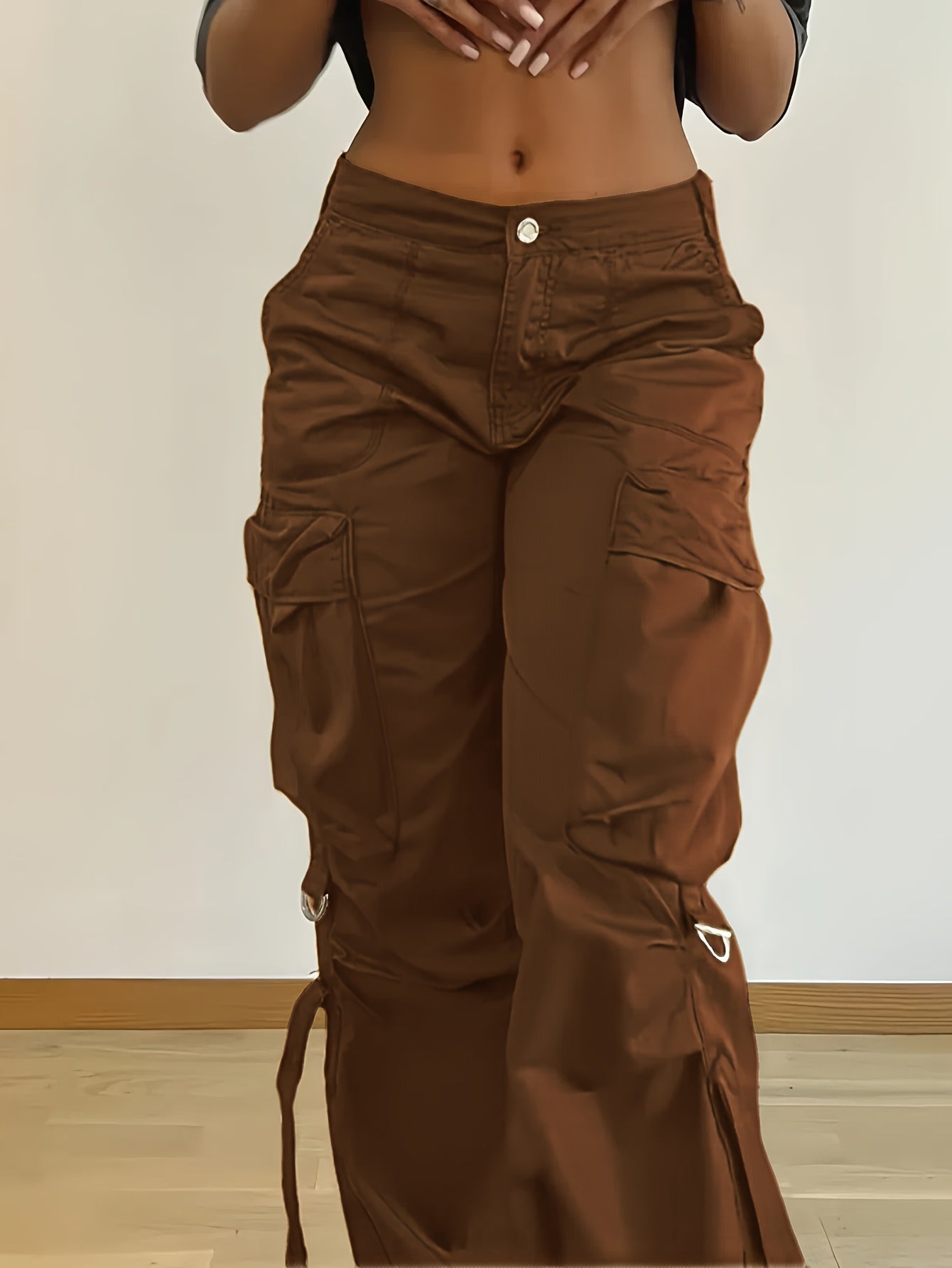 Women'S Trendy Street-Style Cargo Pants with Jogger Ties And Button Details