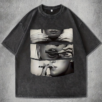 T-shirt Femme – Col Rond, Imprimé Dessin, Coupe Décontractée