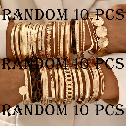 Set de Bracelets Vintage “Old Money” – 7/10/12 Pièces, Motifs Léopard et Nœud Torsadé, Élégance Intemporelle pour Femmes