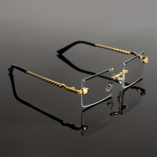 1 Pair of Men's Metal Rimless Vintage Minimalist Luxury Eyeglasses for Daily Commute, Business, Home, Vacation, and College Wear