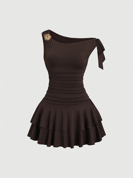 Robe mini femme – Asymétrique & épaules dénudées