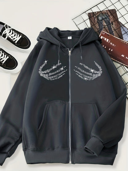 Pull à Capuche Femme – Marine avec Motif Requin